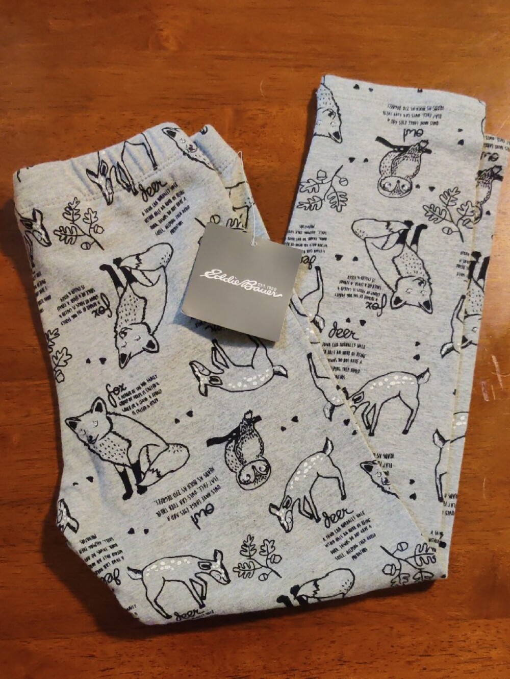 Eddie Bauer Gray Kids' Leggings with Black Woodland Print Size XS